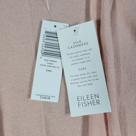 Eileen Fisher Silk Cashmere Cardigan Women S Light Pink Open Sweater Bell Sleeve - Picture 4 of 8